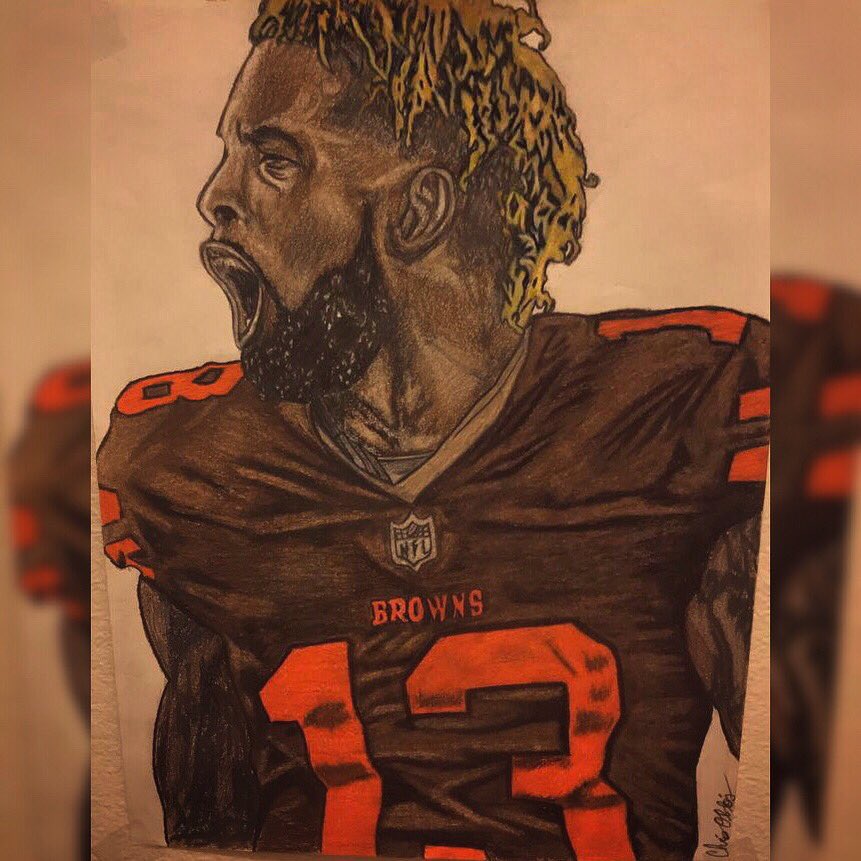 Slender_Legend's tweet photo. “Welcome to Cleveland” @obj @Browns #obj #OBJtoCLE #OdellBeckhamJr #ClevelandBrowns #NFL #art https://t.co/VD8cFY12tL
