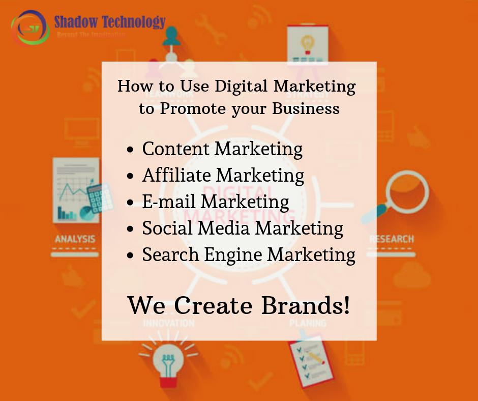 ShadowtechInfo's tweet image. How to use Digital Marketing to Promote Your Business! #ShadowTechnology #DigitalMarketingBranding #WebDevelopment #WebsiteDesigning #MobileAppDevelopment #MobileGaming #CrmDevelopment #SoftwareDevelopmentCompany
shadowtechnology.in