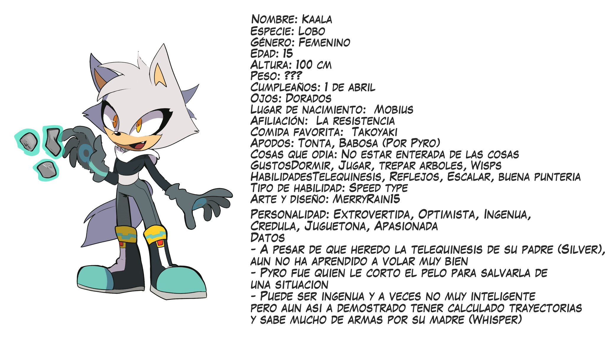 Emily Diaz Merry ×‘×˜×•×•×™×˜×¨ La Ficha De La Kaala Pa Que La Conoscan Mejor Hija De Silver The Hedgehog Y Whisper The Wolf Para Que Le Haga Compania Al Pyro De