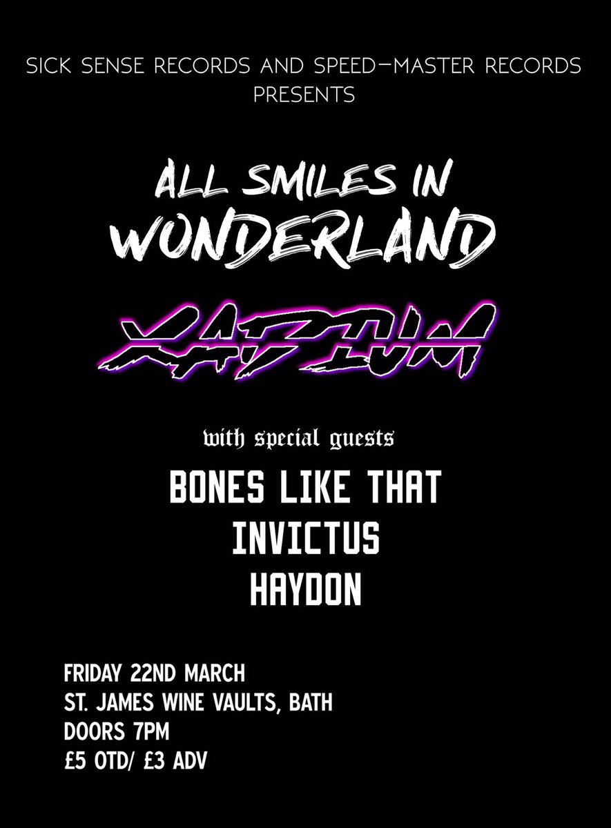 Less than a week away! <a href="/ASIWBand/">All Smiles in Wonderland</a> <a href="/boneslikethat/">Bones Like That</a> <a href="/Haydon_Official/">Haydon</a>