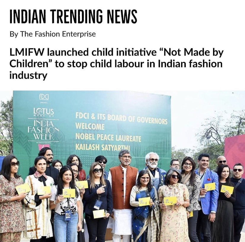 KSCFIndia's tweet photo. Kailash Satyarthi Children’s Foundation collaborates with @thefdci to advocate child labour free supply chain in the Indian Fashion Industry
#NotMadeByChildren https://t.co/qt4gNMClTQ