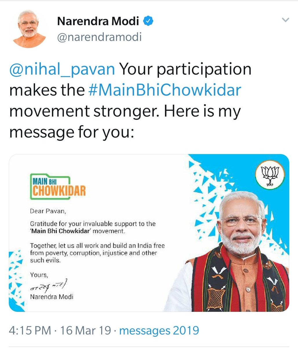 nihal_pavan's tweet image. That proud moment when you receive a dm from the PM. @BJP4Karnataka @BJP4India #ProudMoment
