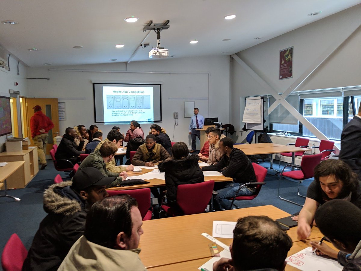 Our taster sessions are under way. Our prospective computing students have been set the task of working together to design a mobile app.