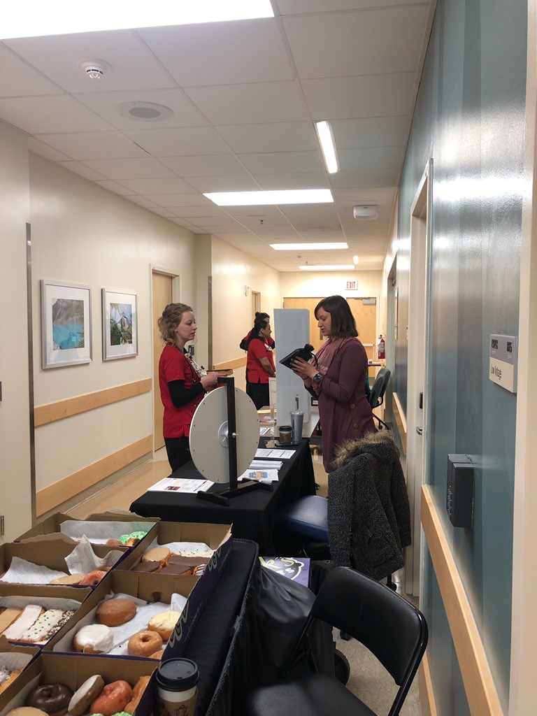 emburnett215's tweet photo. Finishing up Safety Week strong with our final team member safety fair featuring donuts and coffee! We appreciate all our Riley team members and all they do to keep our patients and each other safe! #psaw19 @RileyChildrens @IUHealthTeam https://t.co/ZKXoNhIA7x