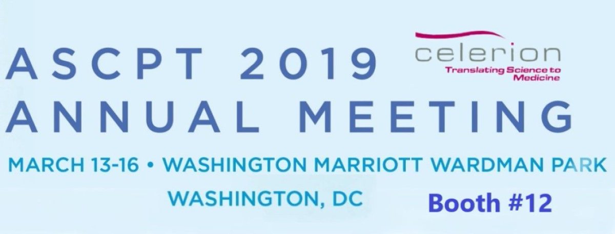 Sci2Medicine's tweet photo. At ASCPT ? COME VISIT US AT BOOTH 12 ! Celerion is a sponsor of the 2019 ASCPT Annual Meeting in Washington, DC now, through March 16th. Looking forward to seeing you. #ASCPT2019 https://t.co/y9XBJSd65o