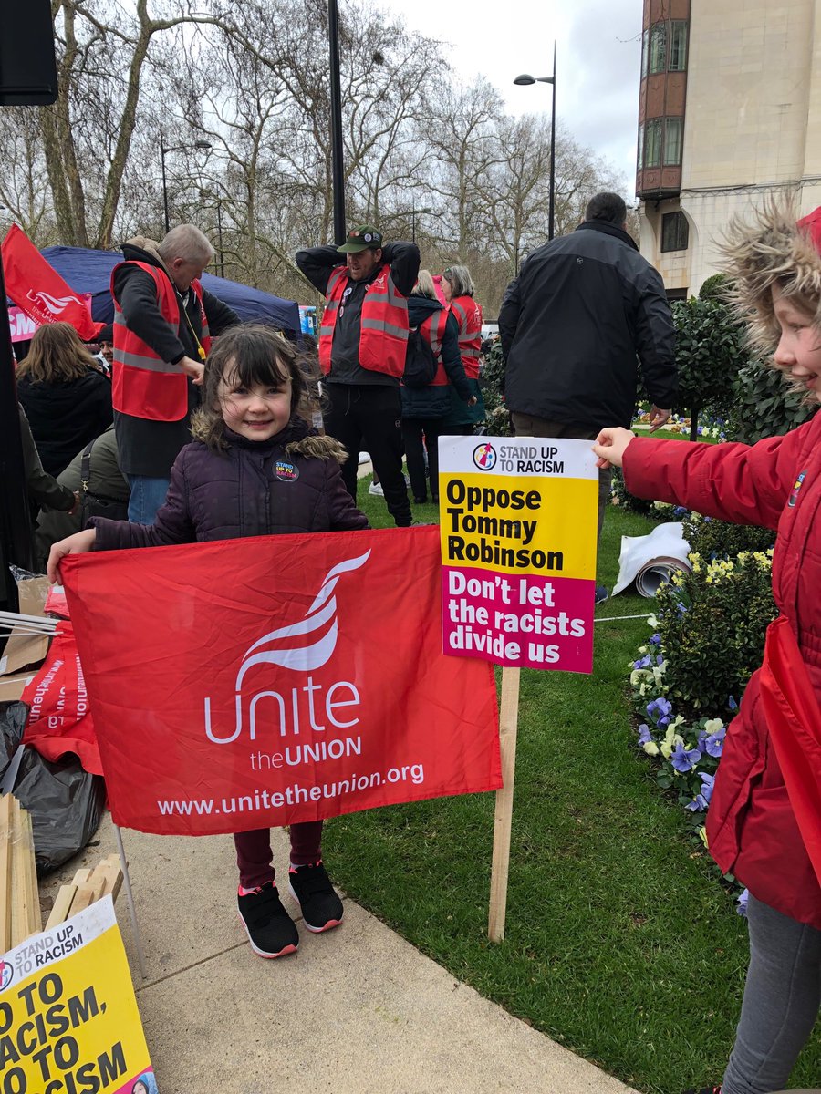 unitetheunion's tweet photo. This little marcher is ready to go! #UnityDemo #NoRacismNoFascism We say no to hate! Thoughts with New Zealand https://t.co/aUdCY4l6PK