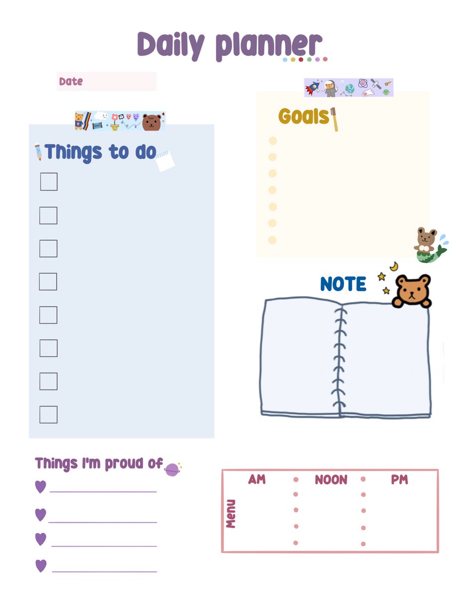 pichapch's tweet photo. Daily planner💜
🦖 things to do
🦖 goals
🦖 note
🦖 menu 
🦖 things i’m proud of 

ห่างหายจากการทำแพลนเนอร์นานมั่กๆ~ ถ้าชอบแสะมาให้กำลังใจกันได้น้าาาาา 
digital diary in coming soon🌈🌈

#แพลนเนอร์ #แจกpng #รีวิวเครื่องเขียน #pichaxplanner https://t.co/xg32lUtp4M