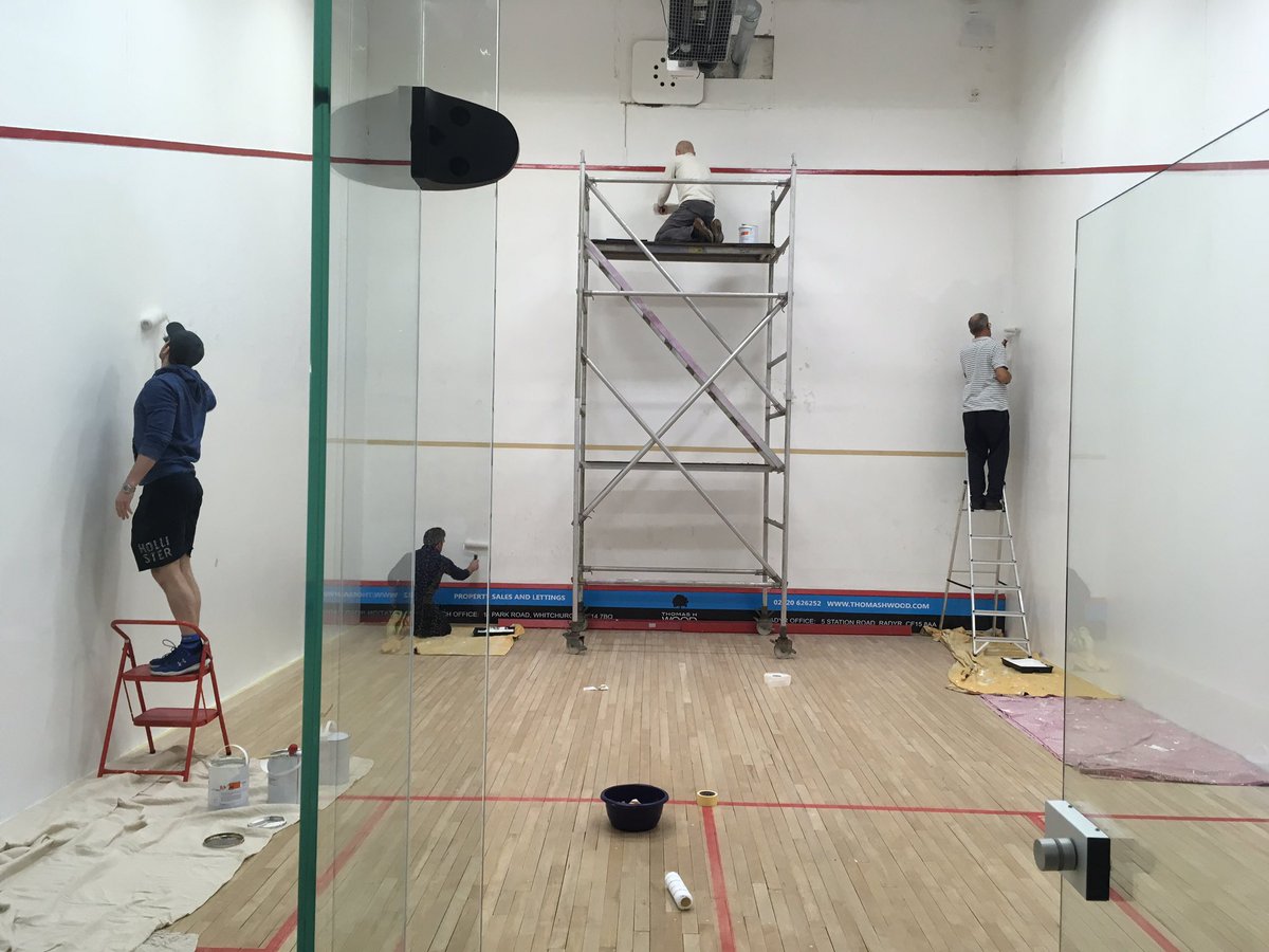 Got to finish painting this court before the big game !  #WALvIRE <a href="/SquashRhiwbina/">Rhiwbina Squash</a>