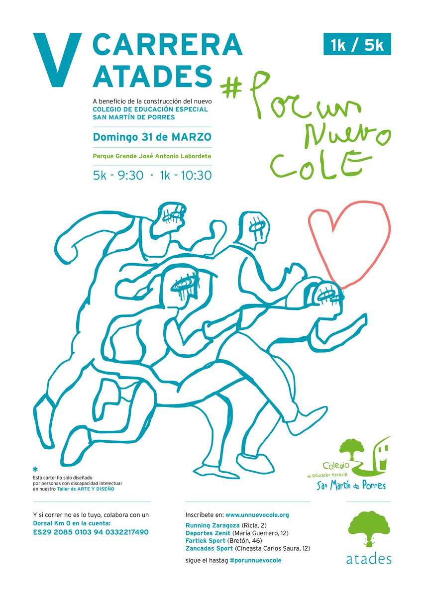 susanasantabar's tweet photo. Todavía no te has apuntado a la #Carrera #inclusiva de @ATADES_ #porunnuevocole ? Inscríbete con la familia, amigos ...y disfruta de una mañana especial 😉 #deporteenfamilia  #runnerssolidarios #Zaragoza #deporteparatodos https://t.co/Y277dovLkF