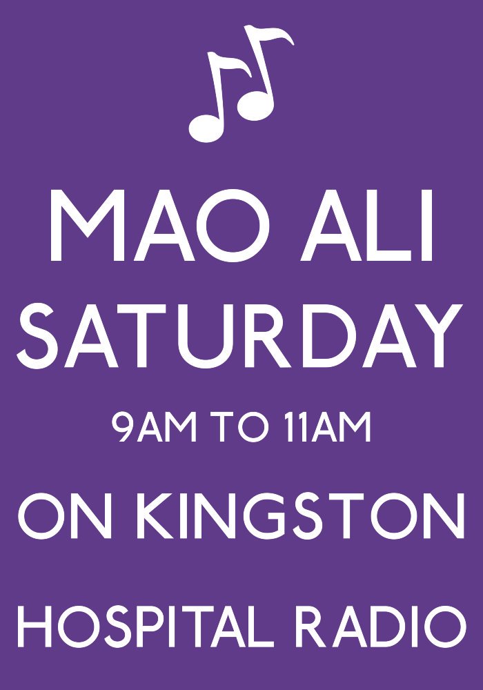 Kingston Hospital Radio
Our Weekend Ahead 
☆
Saturday 16th March
WE ARE BACK LIVE
9am Mao Ali
11am Rhea &amp; Nick Pollard
1-3pm Simon Frate
☆
Sunday 17th March
8.30am Alan Baccolini
12pm Geoff Austin
2-4.30pm Chris Hussey
4.30pm-6pm Paul Carvill