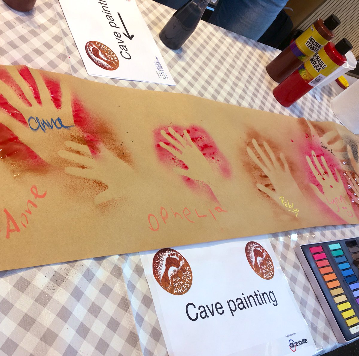BritSciAssoc's tweet photo. Don’t forget to take part in the @sciencelondon’s cave painting! 👩🎨 👣 🖐 #RunwiththeAncestors https://t.co/tGqjKoKcuB