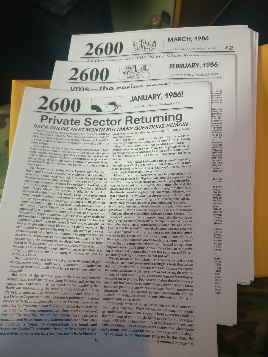 a8n_pub's tweet photo. That's a lot of back issues of @2600. Going to take me a while to work my way through these... #goodreading #hackerhistory #oldschool #lifetimesubscriber https://t.co/24hSiiWvbU