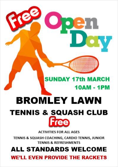 BLTSC's tweet photo. Tomorrow is our free Open Day. It doesn’t matter if you’re a complete beginner or an expert. Everyone’s welcome. The club is near #Bromley South in Sandford Road BR2 9AN.

#exercise #getfit #familyfun #free #Beckenham #Chislehurst #tennis #squash https://t.co/8ZyFzjadkQ