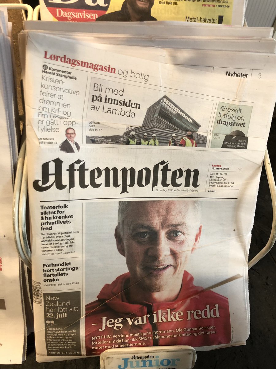 Gratulerer til Dagbladet, VG og Aftenposten med eksklusive helgeintervju.