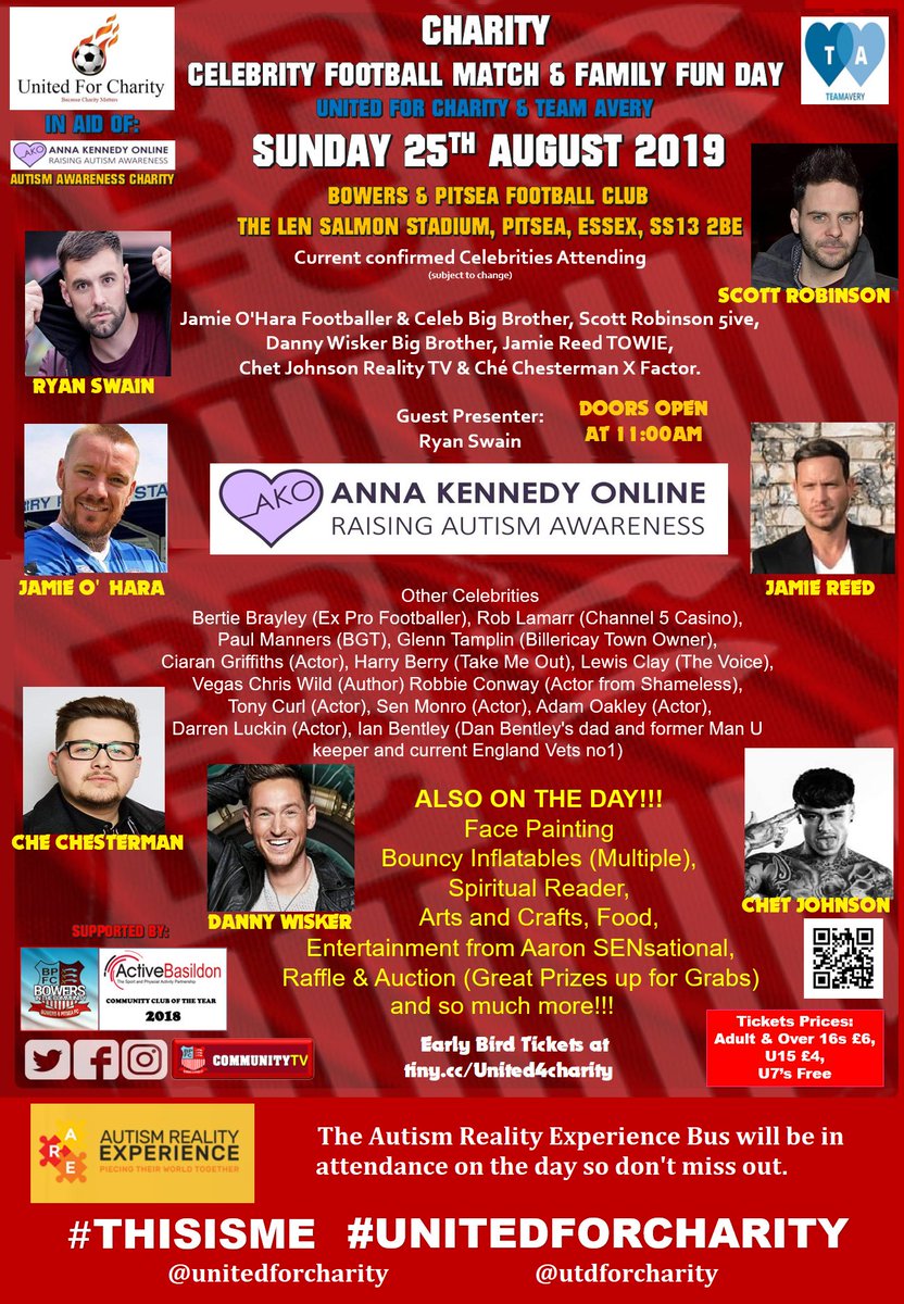 United For Charity (@utdforcharity) on Twitter photo Tickets on sale for our charity match in aid of <a href="/AnnaKennedy1/">Anna Kennedy OBE</a> online Autism Awareness. you can purchase these at ww2.theticketsellers.co.uk/buy-tickets/ch… come get tickets early visit the Autism Reality Experience Bus and meet with some great celebs giving up their time for such an amazing day. Tickets on sale for our charity match in aid of <a href="/AnnaKennedy1/">Anna Kennedy OBE</a> online Autism Awareness. you can purchase these at ww2.theticketsellers.co.uk/buy-tickets/ch… come get tickets early visit the Autism Reality Experience Bus and meet with some great celebs giving up their time for such an amazing day.