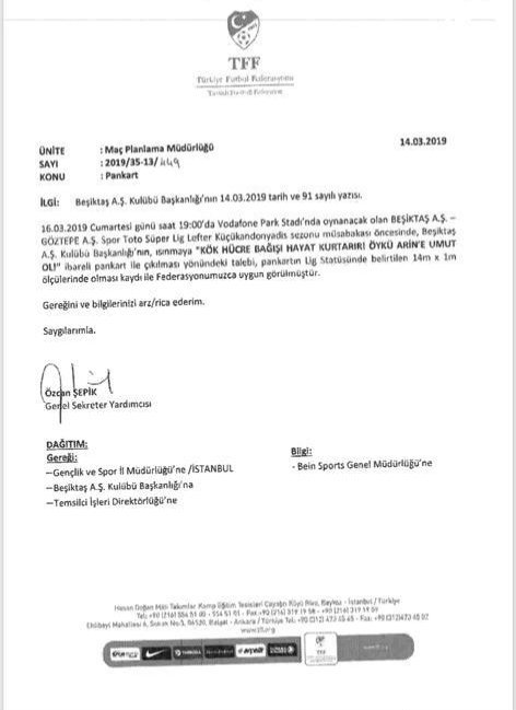 Beşiktaş futbol takımı, bugün Göztepe maçı öncesi ısınmaya "KÖK HÜCRE BAĞIŞI HAYAT KURTARIR! ÖYKÜ ARİN'E UMUT OL!" ibareli pankartla çıkacak. Prosedür sorunlarını çözen  Umut Güner ve Ahmet Ateş'e çok teşekkürler <a href="/Besiktas/">Beşiktaş JK</a>