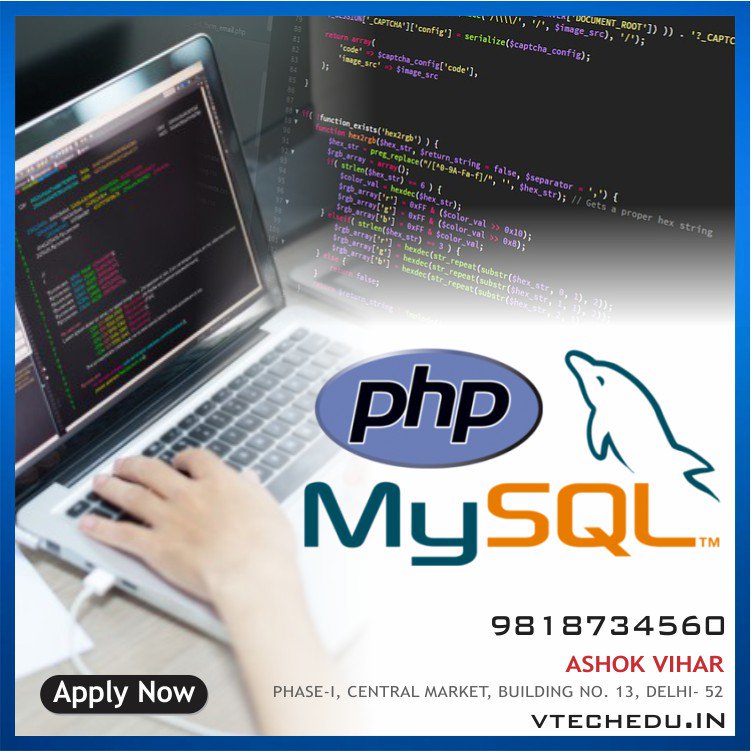 vtechacademy's tweet image. It's time to take the first step towards your dream #Career!
Join advanced #PHP_Programming course and boost your #DevelopmentSkills
✅Lab with high speed internet access & latest devices
✅Unlimited access to labs for practice
✅Free interview training
✅Call us +91 9818734560