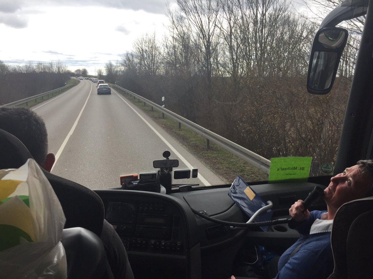 SMCSMusic's tweet photo. Sr. Music students arrived safely in Munich. Met our tour guide - Mary and bus driver - Sammy. Enroute to Innsbruck and Verona @SMCS1852 https://t.co/DtJD7xXuuc