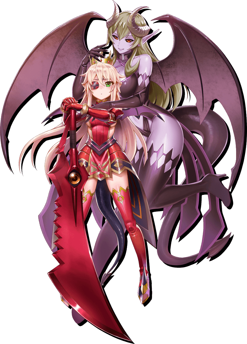Queen's Blade White Triangle gacha game character renders of Melpha, N...