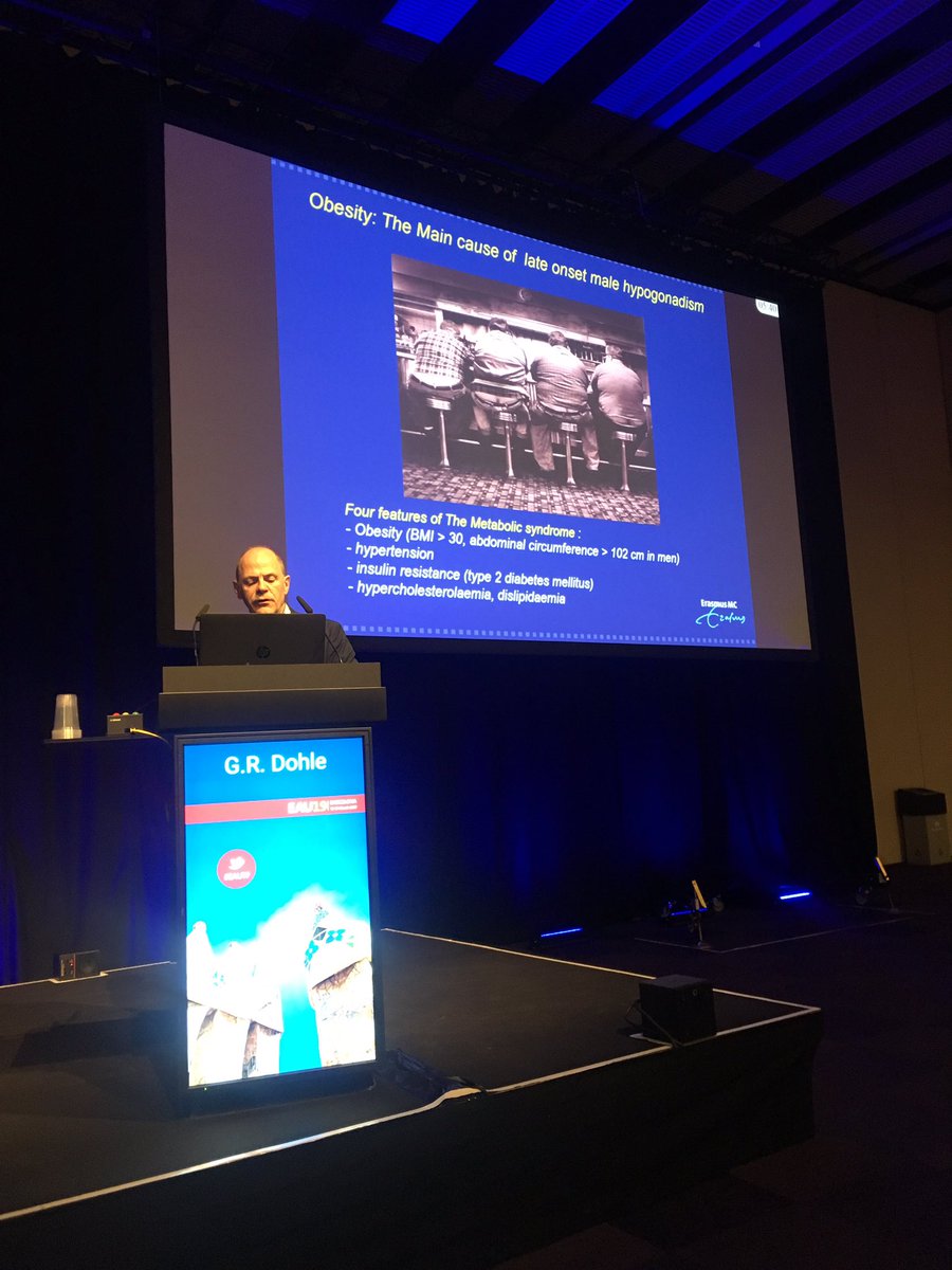 Now in room 3 Green Area @DohleG state of the art lecture on hypogonadism...main cause: obesity #EAU19 main effect of TRT on severe hypogonadism...sexual function improvement