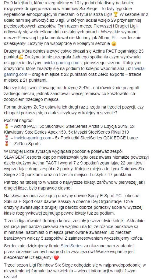 Dziękuje za bardzo udany 2 sezon Ligi NLE!
Niedługo więcej informacji.
facebook.com/myNLEpl/posts/…