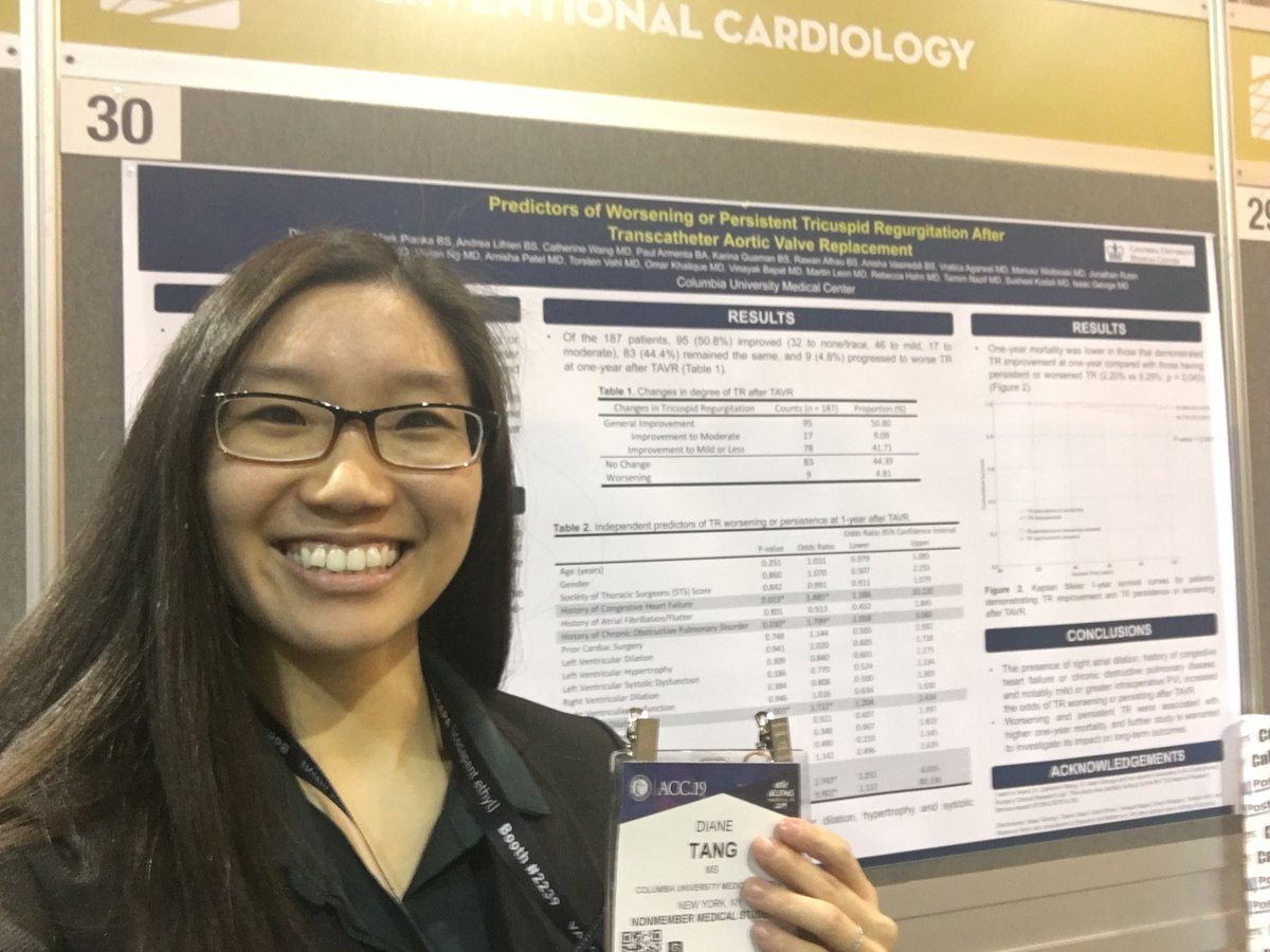igeorge1975's tweet photo. TR after TAVR-does it get better? Come see our poster at ACC! Diane Tang presenting this morning... https://t.co/7uPfnz2FJU