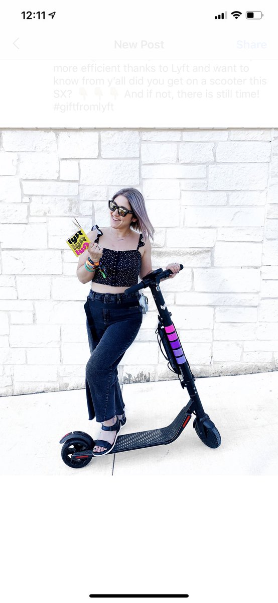 Practicing my <a href="/lyft/">Lyft</a> #scootiquette at <a href="/sxsw/">SXSW</a> ✌🏼👇🏼 #giftfromlyft
