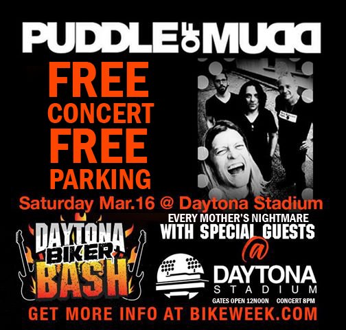 DaytonaStadium's tweet photo. Start spreading the news - Puddle of Mudd will be at Daytona Stadium with EMN (Every Mothers Nightmare) TONIGHT for FREE, including ⭐️FREE PARKING!⭐️ 💥🎉💥 Grab your beer money and come on down to the NEW GAME in town! #daytonastadium #newdaytona #igers #freeconcert #free https://t.co/bpa1rhQ3WI