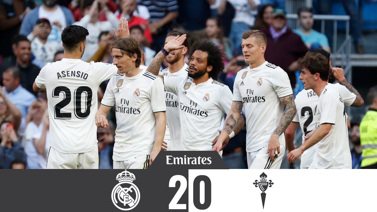 realmadriden's tweet photo. 🏁 FT: @RealMadrid 2-0 @RCCelta
⚽ @isco_alarcon 62', @GarethBale11 77'
#Emirates | #HalaMadrid https://t.co/1y9X01usQi