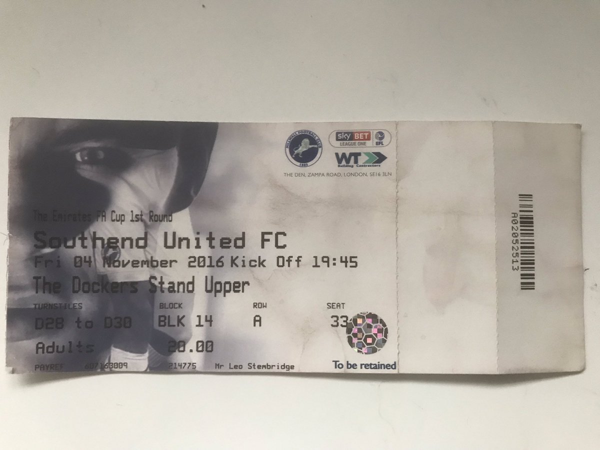 My boys 1st <a href="/MillwallFC/">Millwall FC</a> match, when he was 6years old, @Mahlon_Romeo scored an 88min #winner in the FA Cup 1st round and became my sons favourite player. He has kept the ticket in mint condition. Fingers crossed for another win tomorrow #nolu