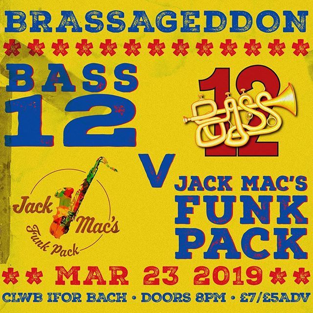 One week till the showdown at <a href="/clwbiforbach/">Clwb Ifor Bach</a>! @jackmacfunkpack vs <a href="/bass12band/">Bass12</a>, it’s going to be one funky night in #cardiff city centre #music #livemusic #funk #funky #jackmac #funkpack #bass12 #brass #clwbiforbach #cardiffmusic