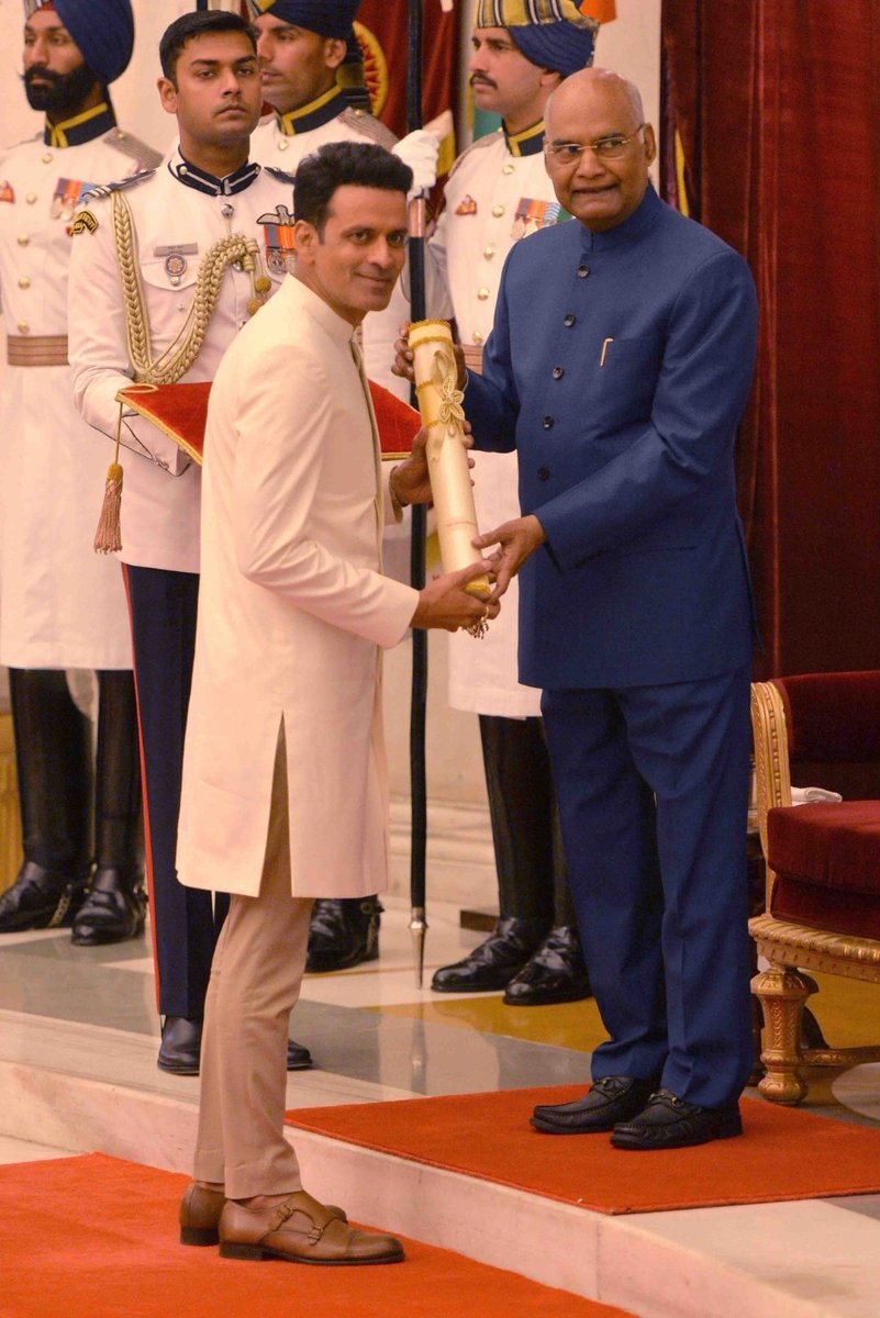 Congratulations <a href="/BajpayeeManoj/">manoj bajpayee</a> receives Padma Shri from President Ramnath Kovind.