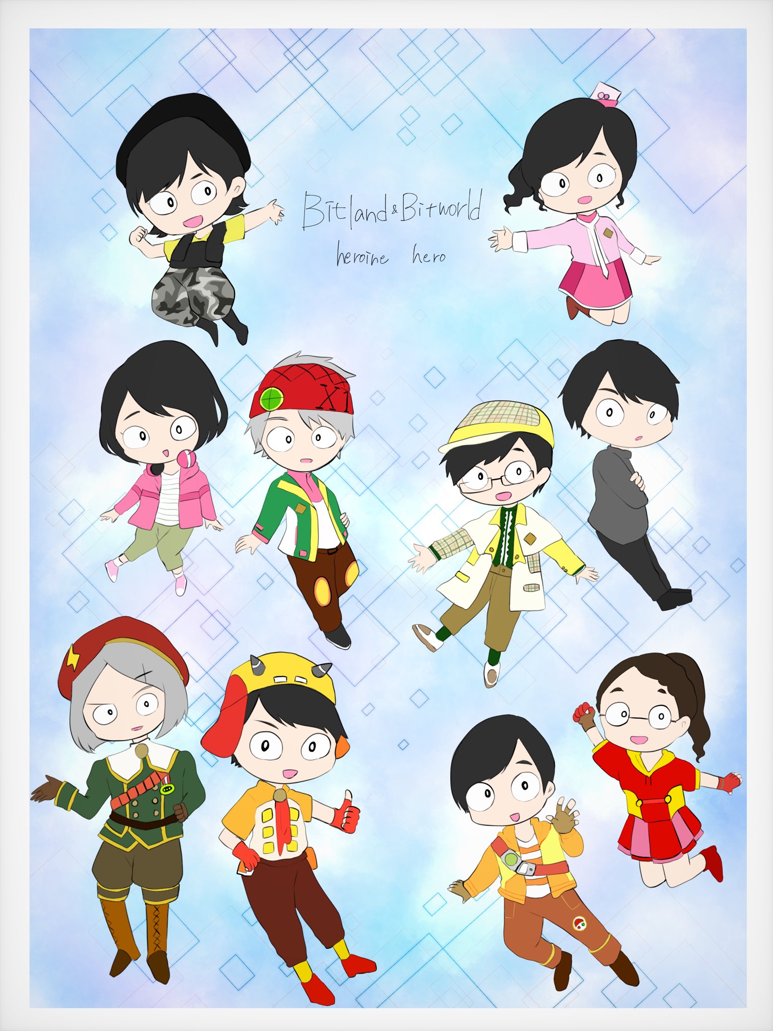 でんたく 天才ビットくん ビットワールド メインヒーローヒロイン描きました