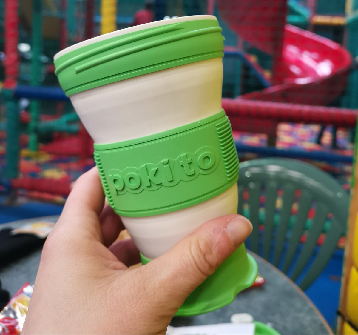 SimpleGreenMind's tweet image. Am tweeting from soft play hell - at least I'm getting to try out my new @pokitocup though 😄 #noexcuseforsingleuse #ditchdisposables