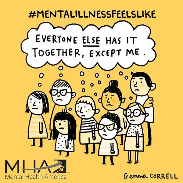 TransitionsACR's tweet photo. Love this cartoon by @GemmaCorrell for Mental Health America. Can completely relate. https://t.co/fduIVxwGvx #mentalhealthfeelslike #mentalhealthmatters #TransitionsACR https://t.co/Y8MBEDBrIO