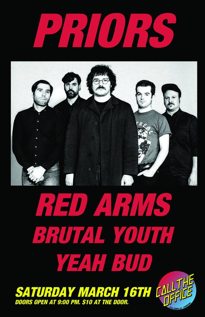 redarmsband's tweet photo. #CANCON punk rock showcase/party TONIGHT @CallTheOffice (216 York St.) in downtown #ldnont w/ #PRIORS (MTL) @brutalyouth709 (TO) and #yeahbud!! Stop by with your pals. 9PM | 19+ | $10 (no wristbands required).
#ldnent #getdtl #londonontario #downtownlondon #calltheoffice https://t.co/6D89cp6m66