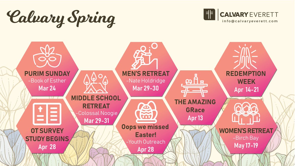 CalvaryEverett's tweet photo. So much happening this spring at Calvary Everett! #spring #springhassprung #fellowship #calvary #everett #seattle #pnw #bible #love #jesus #hope #wanderlust #bibleverse #believe #easter #givemeflowers #sunshine #sunnydays #aprilflowersbringmayflowers #april #may #grassisgreener https://t.co/aMC8qSHVJR