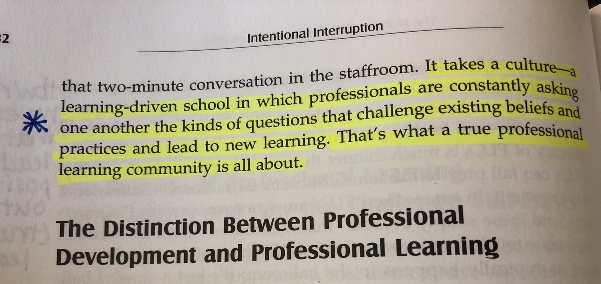 stephbolhuis's tweet image. Drop Everything and Read means I get to read too! @TracyHorodyski this section of #intentionalinterruption made me think about what you shared about “Small Moment” conversations this week. In what ways might we be building and sustaining a culture that values true prof. learning?
