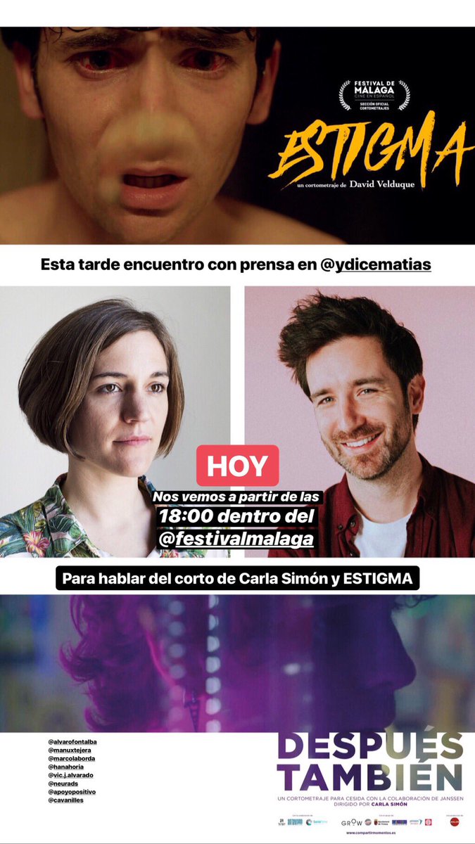 DavidVelduque's tweet image. Esta tarde encuentro con prensa en #YDiceMatías para hablar del corto de #CarlaSimón y de #Estigma, dirigido por un servidor. FELIZ de compartir este espacio durante el @festivalmalaga 💛