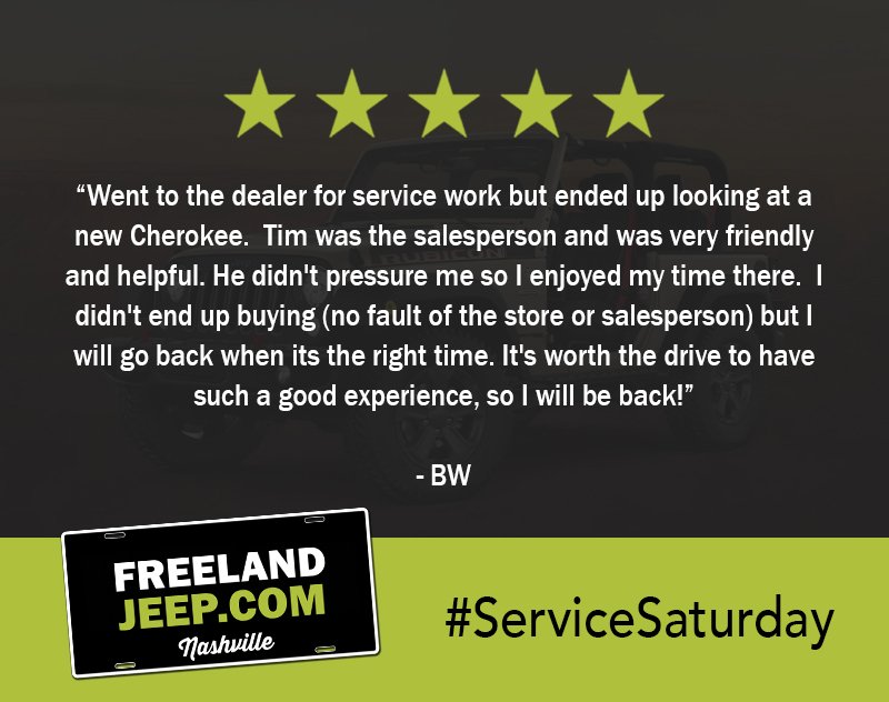 CDJRFreeland's tweet photo. Tim, we're so glad you stopped by! Definitely let us know when you're ready to start the car-buying process! We've got your back! #ServiceSaturday https://t.co/68r9D1kl0m