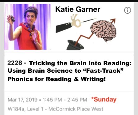 KatieGarnerREAD's tweet photo. So excited to speak @ASCDconf in Chicago! Join me Sunday at 1:45 to discover how to "Trick the Brain Into Reading!" 🧠Using Brain Science to Fast-Track Phonics for Reading & Writing! 📖✏️
#BackdoorLearning #AccelerateTheCode #BrainBasedReading #ASCD #ASCD19 #ASCDconf #EMPOWER19 https://t.co/IySmtOWgEg