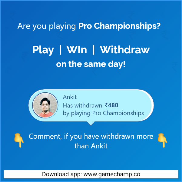 GamechampApp's tweet image. 🤩Hope you are playing Pro Championship guys!🤩

👇Tell us in the comments below if you have withdrawn more than Ankit!👇

🏆Play | Win | Withdraw on GameChamp🏆

#GameChamp #PlayGameChamp #MobileGames #PlayGamesWinCash