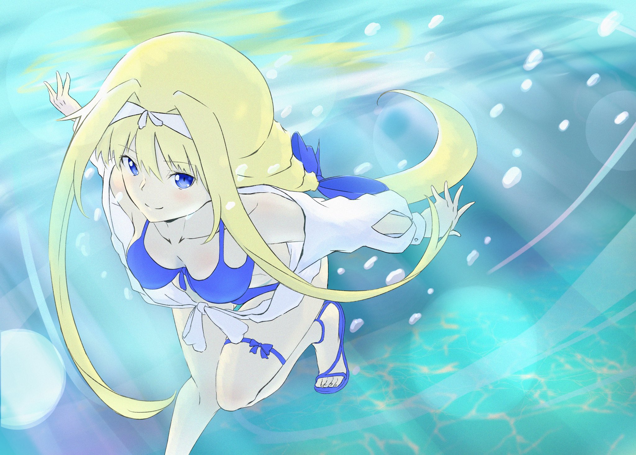 真種まつね 水着アリス描きました 正直来週のアニメの展開怖すぎて見たいけど見たくない 水の感じとかちょっと頑張りました Sao T Co X4xrrzlxvb Twitter