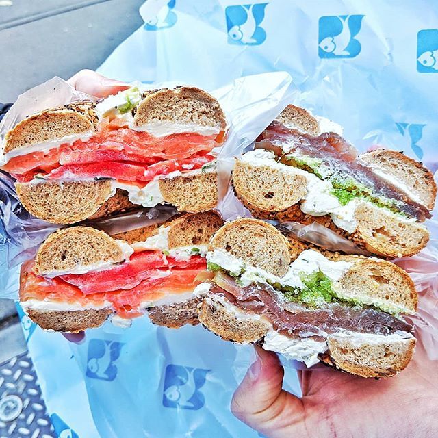MyNanasKitchen's tweet photo. Classic Bagel &amp; Lox -- Norwegian smoked salmon, tomatoes, and chive cream cheese -- and a Fancy Delancey -- smoked tuna, horseradish full cream cheese, and wasabi flying fish roe -- both on whole wheat everything bagels.

Delicious classics and unique tw… https://t.co/UskllHDqB2 https://t.co/8Spe9DkFBo