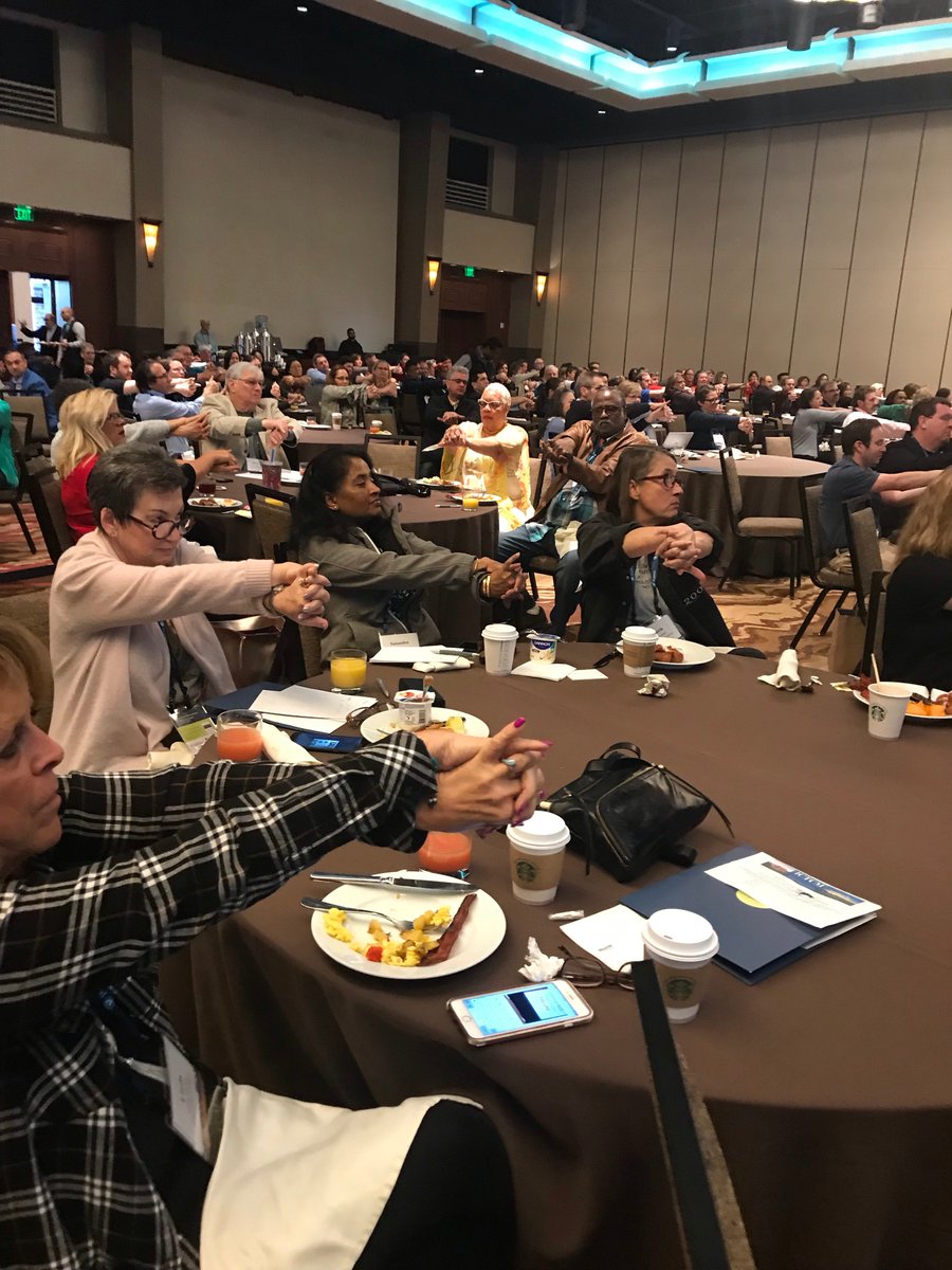 julie_conover's tweet photo. Audience participation @ #ICTCM Saturday morning keynote try it with your students! https://t.co/36Tlw6cXGN