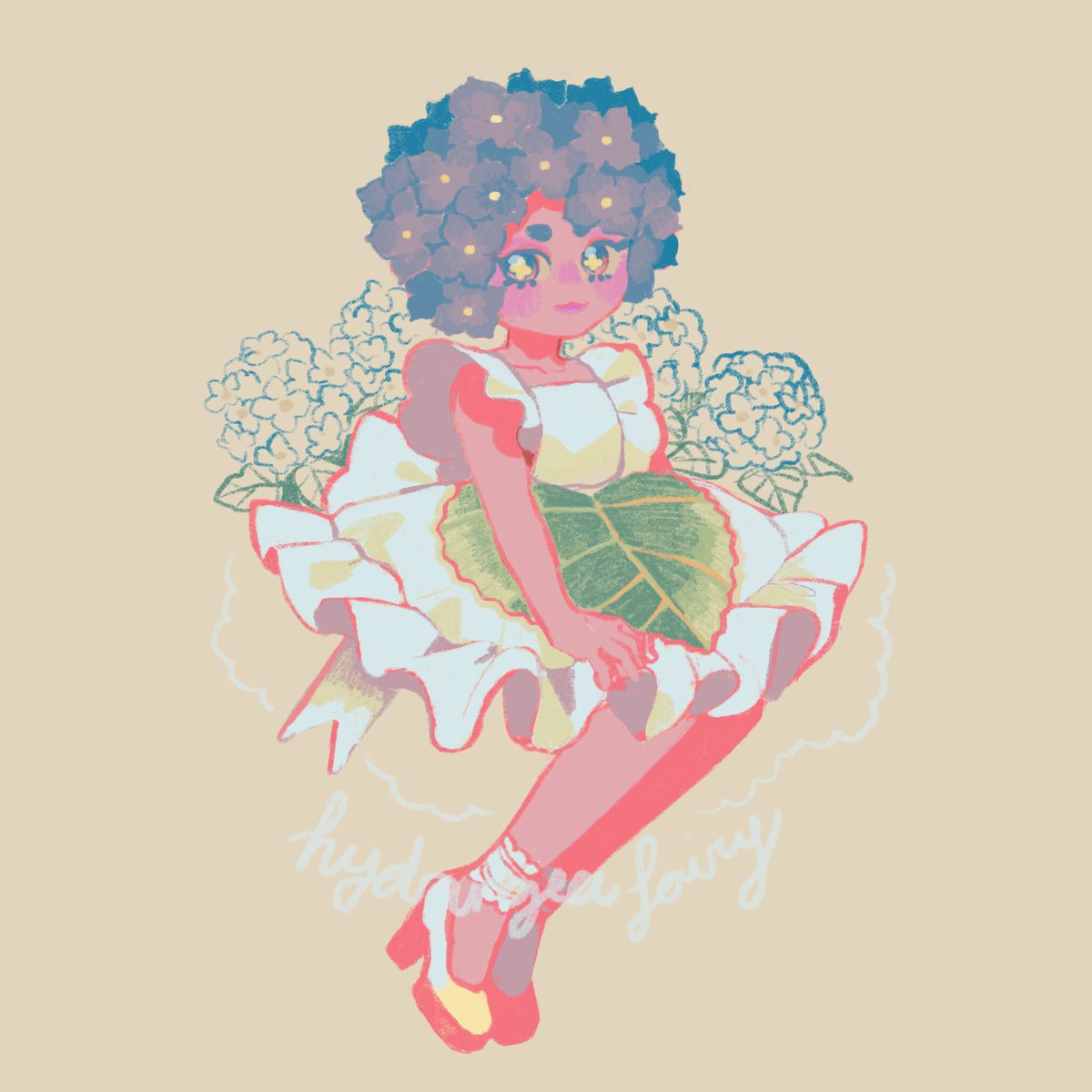 shirokumani's tweet photo. Hydrangea Fairy! This has been rotting in my wip for too long haha https://t.co/dCDDIhdlpS