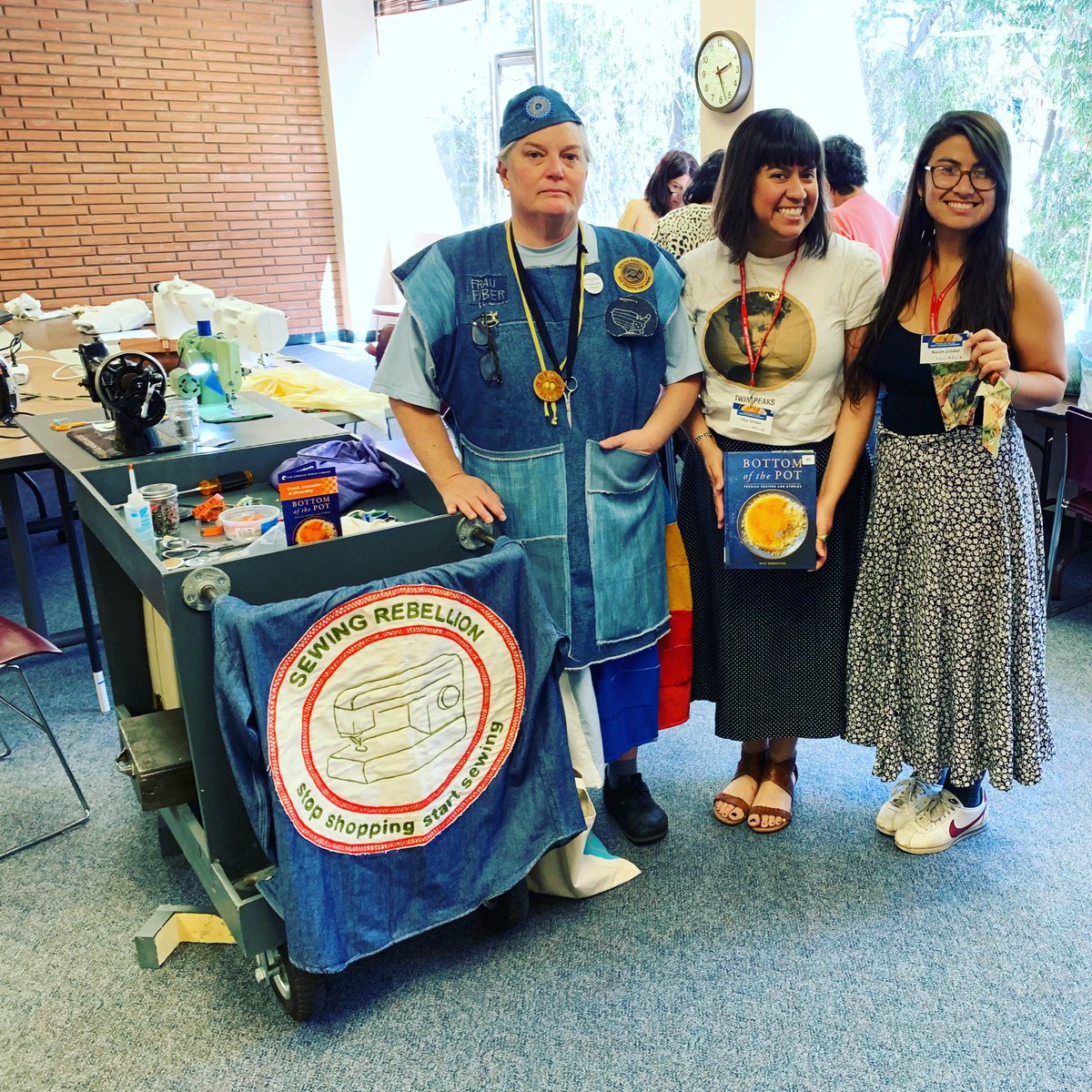 DJZibaZ's tweet photo. #BottomofthePot #BooktoAction with the #SewingRebellion! Thank you Ramin of #WestLARegionalLibrary for putting these wonderful programs together for the Persian community & beyond! 🇮🇷 #NowruzMobarak #PersianLibrarians #PersianFood #LAPLLibrarians #Tadhig #ZibaZLibrarian https://t.co/cjbYkzBvr4