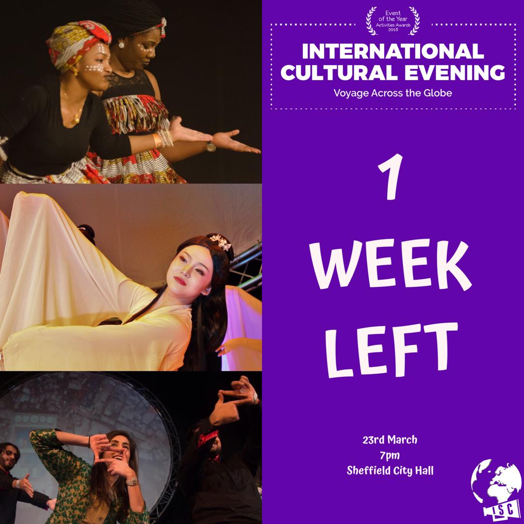 there’s only 1 WEEK left till we open the doors of Sheffield City Hall to welcome you to ICE 2019! - A wonderful line up by 11 national and cultural societies and we cannot wait for you to see what they have spent months preparing. 

Get your tickets now before they sell out!!!