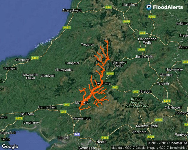 FloodAlerts_POW's tweet photo. Flood Alert, 5:17PM 16/03/2019, Upper Towy, https://t.co/N5L5yGCPld #floodaware https://t.co/0ZOrhje0Qi