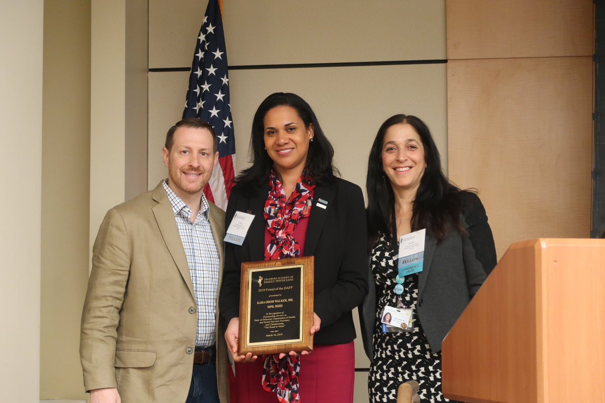 Delfamdoc's tweet photo. Congratulations @DrKaraWalker Dr. Kara Odom Walker was recognized today as the 2019 Friend of the DAFP for her work supporting primary care and championing Family Medicine in Delaware #DAFP19 #DAFPCME https://t.co/BWGRJdi9Gr